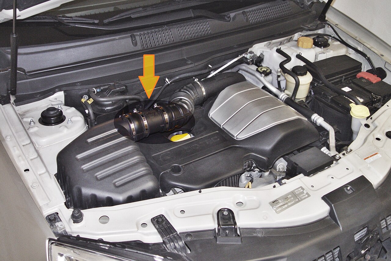 Mass air flow sensor installed in an engine bay